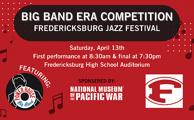 Event Graphic for the Big Band Era Competition at Fredericksburg High School on April 13th